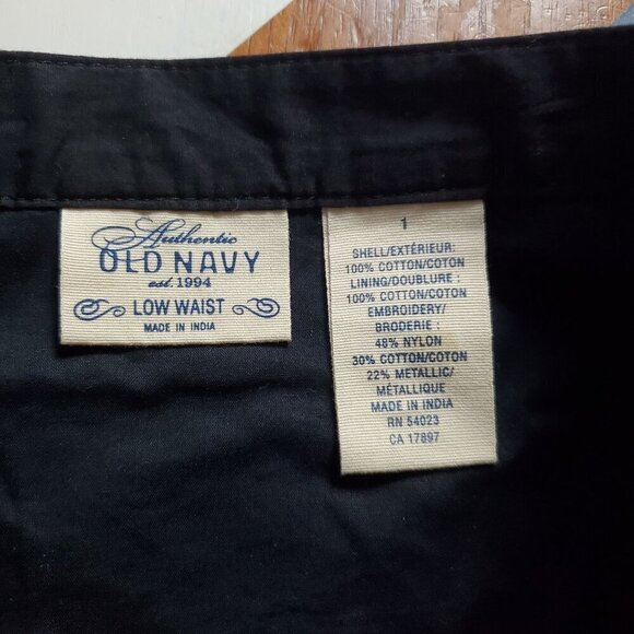 Old Navy Skirt Low Waist Womens 1 Black Silver Embroidery Armor Cosplay Pleated - Picture 3 of 7